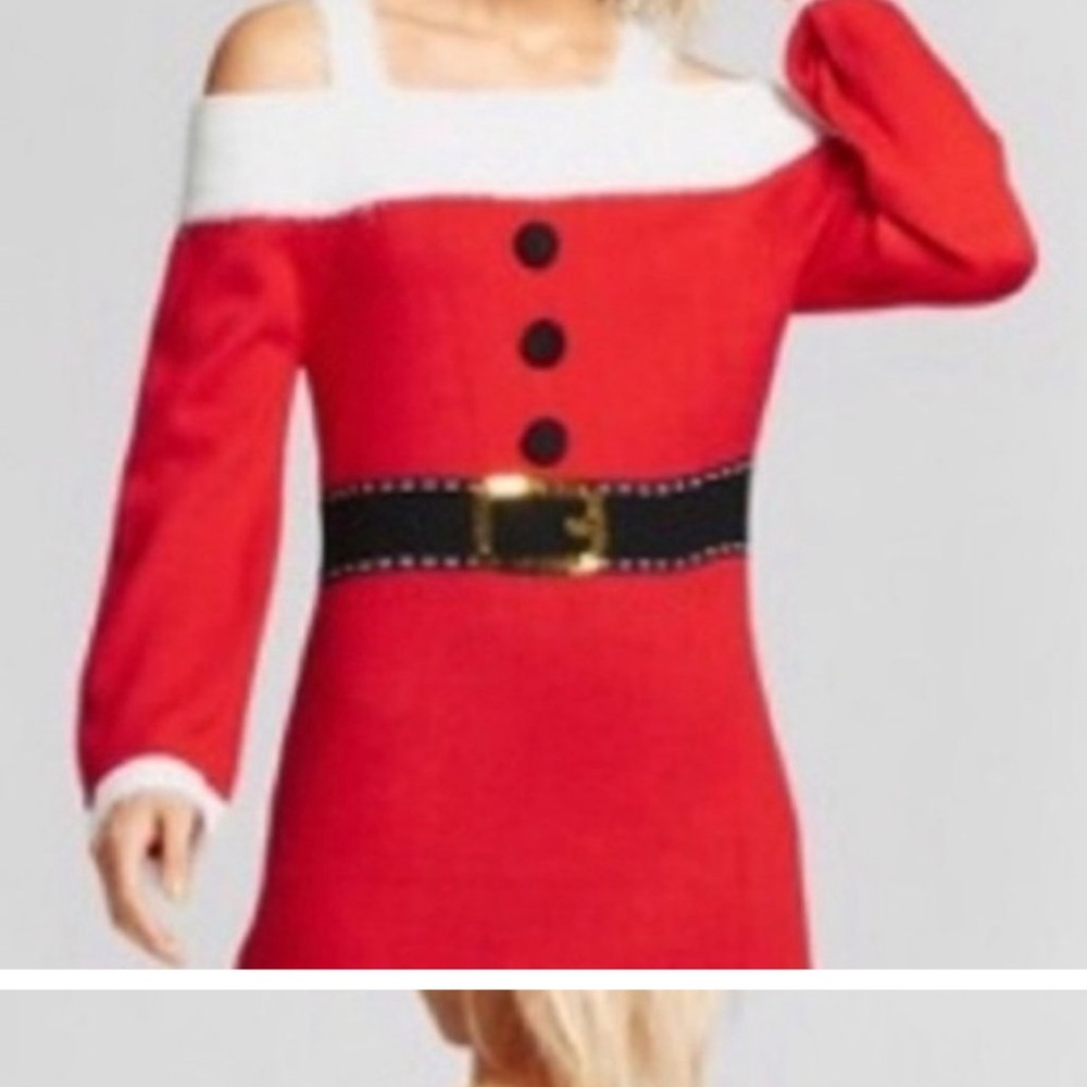 Xhilaration Red and White Kids Dress with Black Belt